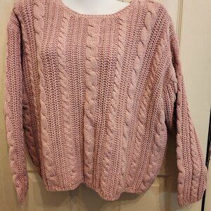 Womans Chause 1X cropped pink sweater